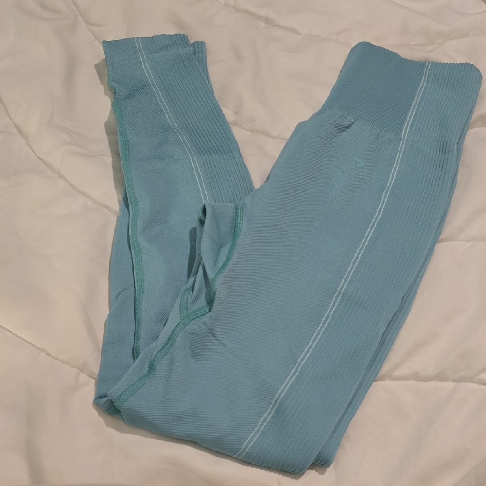 Gymshark Blue Leggings with Streamlined Fit and Stretchy Comfort